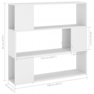 Bibliotecă/Separator cameră, alb, 100x24x94 cm - Img 6