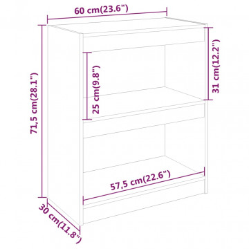 Bibliotecă/Separator cameră,alb,60x30x71,5 cm,lemn masiv de pin - Img 7