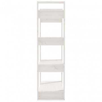 Bibliotecă/Separator cameră, alb, 80x35x125 cm, lemn masiv pin - Img 5