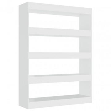 Bibliotecă/Separator cameră, alb extralucios, 100x30x135 cm - Img 2