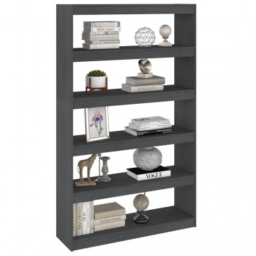 Bibliotecă/Separator cameră, gri 100x30x167,5 cm lemn masiv pin - Img 4