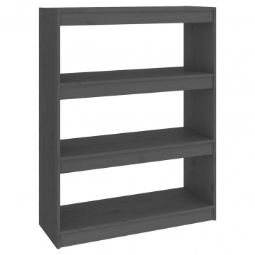 Bibliotecă/Separator cameră gri, 80x30x103,5 cm lemn masiv pin - Img 2