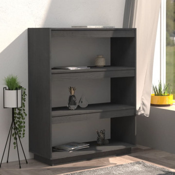 Bibliotecă/Separator cameră, gri, 80x35x103 cm, lemn masiv pin - Img 3