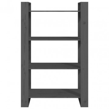 Bibliotecă/Separator cameră, gri, 80x35x125 cm, lemn masiv pin - Img 8