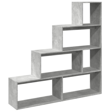 Bibliotecă/separator cameră gri beton 143,5x29x143,5 cm lemn - Img 6