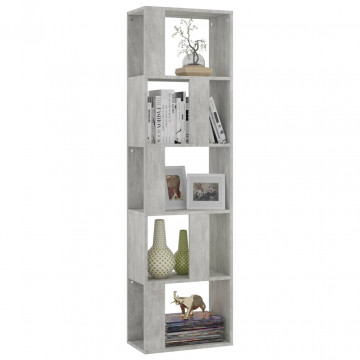 Bibliotecă/Separator cameră, gri beton, 45x24x159 cm, PAL - Img 3