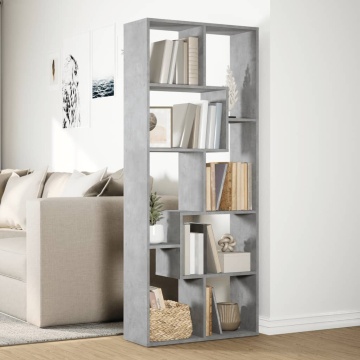 Bibliotecă/separator cameră gri beton 67x25x161,5 cm lemn - Img 4