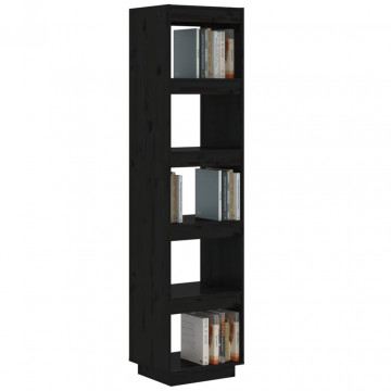 Bibliotecă/Separator cameră negru 40x35x167 cm lemn masiv pin - Img 4