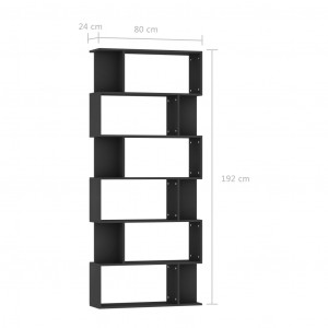 Bibliotecă/Separator cameră, negru, 80 x 24 x 192 cm, PAL - Img 6