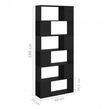 Bibliotecă/Separator cameră, negru, 80x24x186 cm, PAL - Img 6