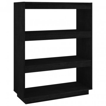 Bibliotecă/Separator cameră, negru, 80x35x103cm, lemn masiv pin - Img 2