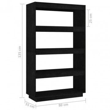 Bibliotecă/Separator cameră, negru 80x35x135 cm, lemn masiv pin - Img 7