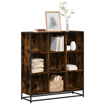 Bibliotecă stejar fumuriu 97,5x33x107,5 cm lemn prelucrat/metal - Img 1