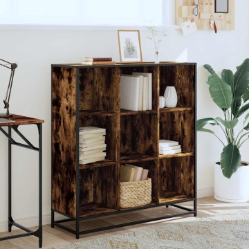 Bibliotecă stejar fumuriu 97,5x33x107,5 cm lemn prelucrat/metal - Img 3