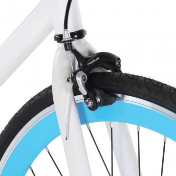 Bicicletă cu angrenaj fix, alb și albastru, 700c, 55 cm - Img 4