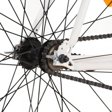 Bicicletă cu angrenaj fix, alb și portocaliu, 700c, 55 cm - Img 7