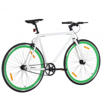 Bicicletă cu angrenaj fix, alb și verde, 700c, 55 cm - Img 3