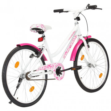 Bicicletă pentru copii, roz și alb, 24 inci - Img 2