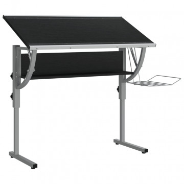 Birou Craft negru & gri 110x53x(58-87) cm lemn prelucrat & oțel - Img 8