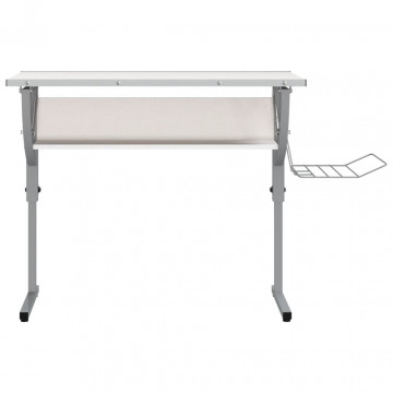 Birou creație alb & gri 110x53x(58-87)cm lemn prelucrat & oțel - Img 3