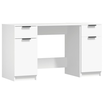 Birou cu dulap lateral, alb, lemn prelucrat - Img 2