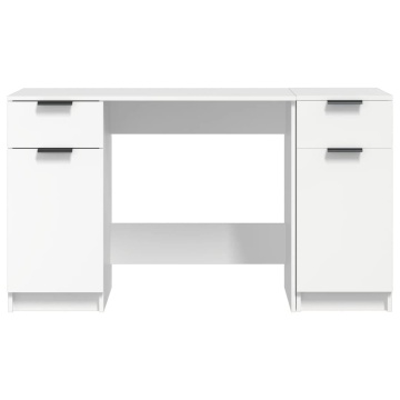 Birou cu dulap lateral, alb, lemn prelucrat - Img 5
