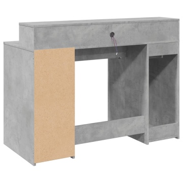 Birou cu lumini LED, gri beton, 120x55x91 cm, lemn prelucrat - Img 7