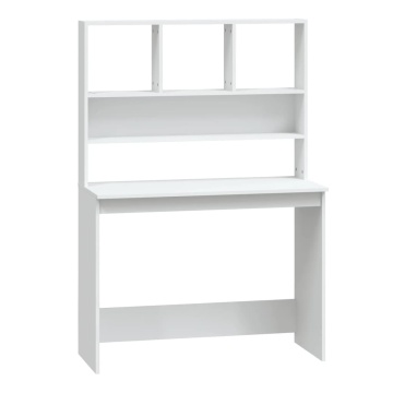 Birou cu rafturi, alb, 102x45x148 cm, lemn compozit - Img 2