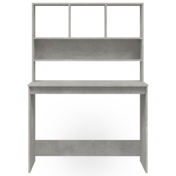 Birou cu rafturi, gri beton, 102x45x148 cm, lemn compozit - Img 8