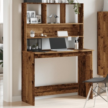 Birou cu rafturi, lemn vechi, 102x45x148 cm, lemn prelucrat - Img 3