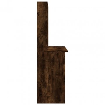 Birou cu rafturi, stejar fumuriu, 102x45x148 cm, lemn compozit - Img 5