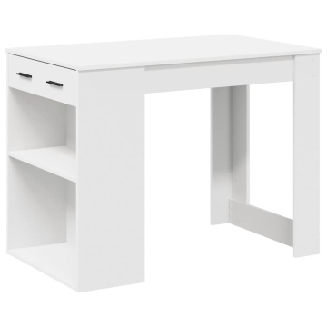 Birou cu sertar și raft alb 102x62x77,5 cm lemn prelucrat - Img 2