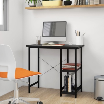 Birou de calculator, negru, 80x40x72 cm, MDF și metal - Img 1