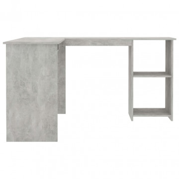 Birou de colț în formă de L, gri beton, 120 x 140 x 75 cm, PAL - Img 6
