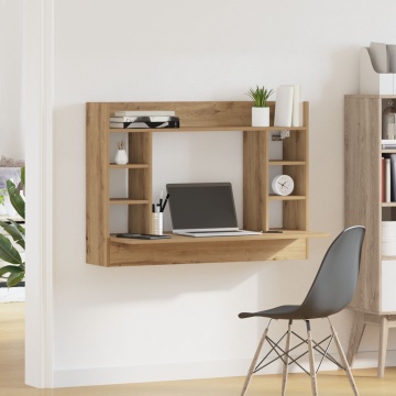 Birou montat pe perete Stejar artisan 105x48x75 cm Lemn ingineresc - Img 4