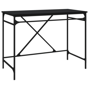 Birou, negru, 100x50x75 cm, lemn prelucrat și fier - Img 2