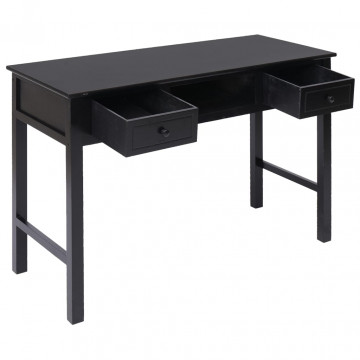 Birou, negru, 108x45x76 cm, lemn masiv de paulownia - Img 3