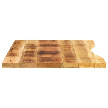 Blat birou cu decupaj curbat 90x50x2,5 cm lemn masiv mango brut - Img 4