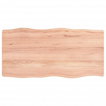 Blat birou maro deschis 80x40x4 cm, lemn masiv stejar tratat - Img 1
