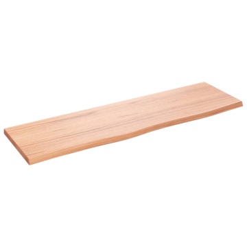Blat de baie, maro deschis, 100x30x2 cm, lemn masiv tratat - Img 2