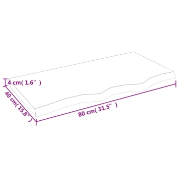 Blat de baie, maro deschis, 80x40x(2-4) cm, lemn masiv tratat - Img 7