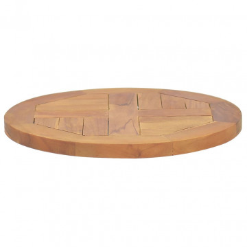 Blat de masă, 40 cm, lemn masiv de tec, rotund, 2,5 cm - Img 1