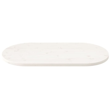 Blat de masă, alb, 110x55x2,5 cm, lemn masiv de pin, oval - Img 3