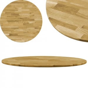 Blat de masă, lemn masiv de stejar, rotund, 23 mm, 700 mm - Img 1