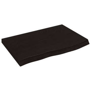 Blat de masă maro 60x40x(2-4) cm, lemn masiv stejar tratat - Img 2