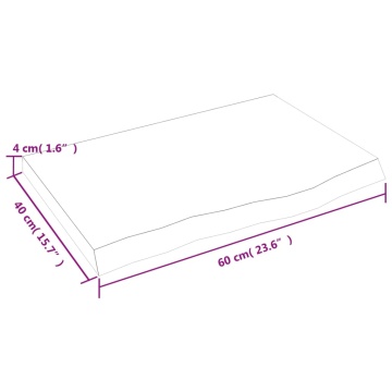 Blat de masă maro 60x40x(2-4) cm, lemn masiv stejar tratat - Img 7