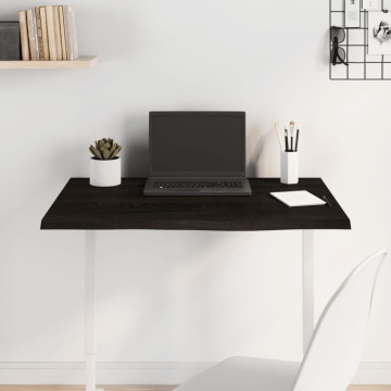 Blat de masă maro închis 80x60x2cm, lemn masiv de stejar tratat - Img 1