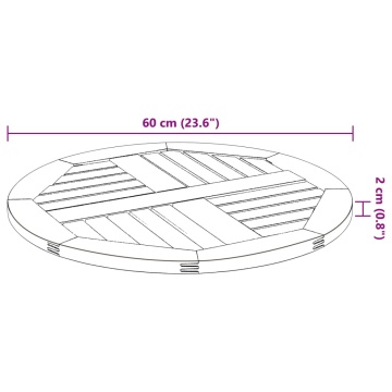 Blat de masă rotund, Ø60x2 cm, lemn masiv de acacia - Img 7
