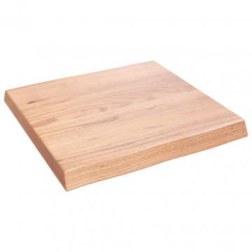 Blat masă, 60x60x6 cm, maro, lemn stejar tratat contur organic - Img 1