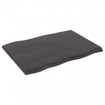 Blat masă, 80x60x4 cm, gri, lemn stejar tratat contur organic - Img 1